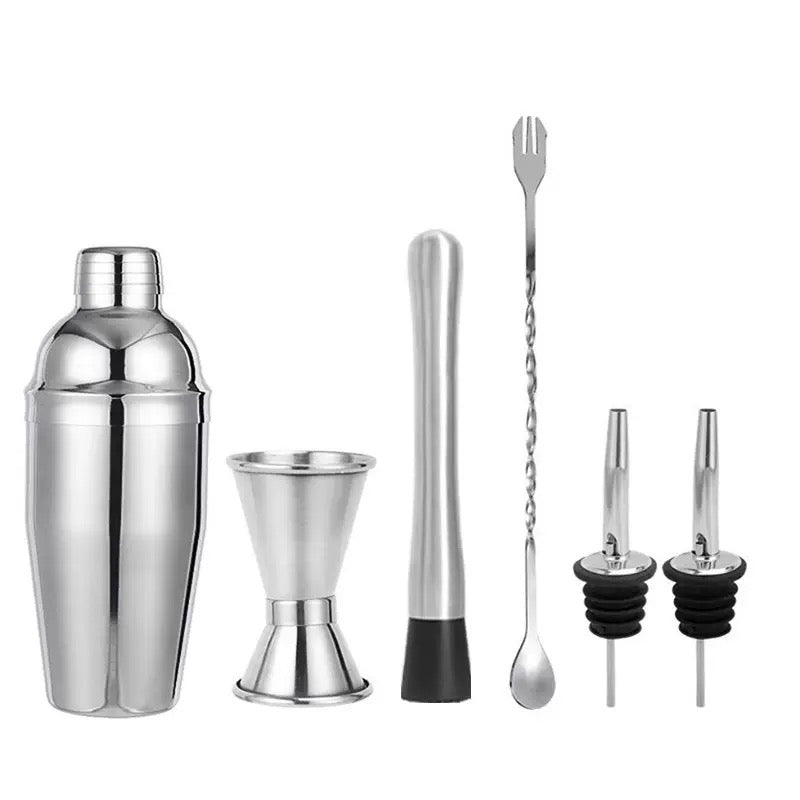 6-Piece Cocktail Shaker Set | 24oz Stainless Steel Bartender Kit