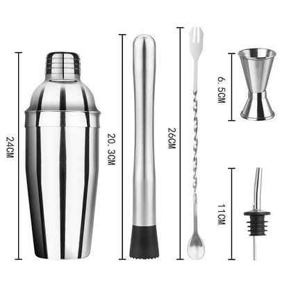 6-Piece Cocktail Shaker Set | 24oz Stainless Steel Bartender Kit