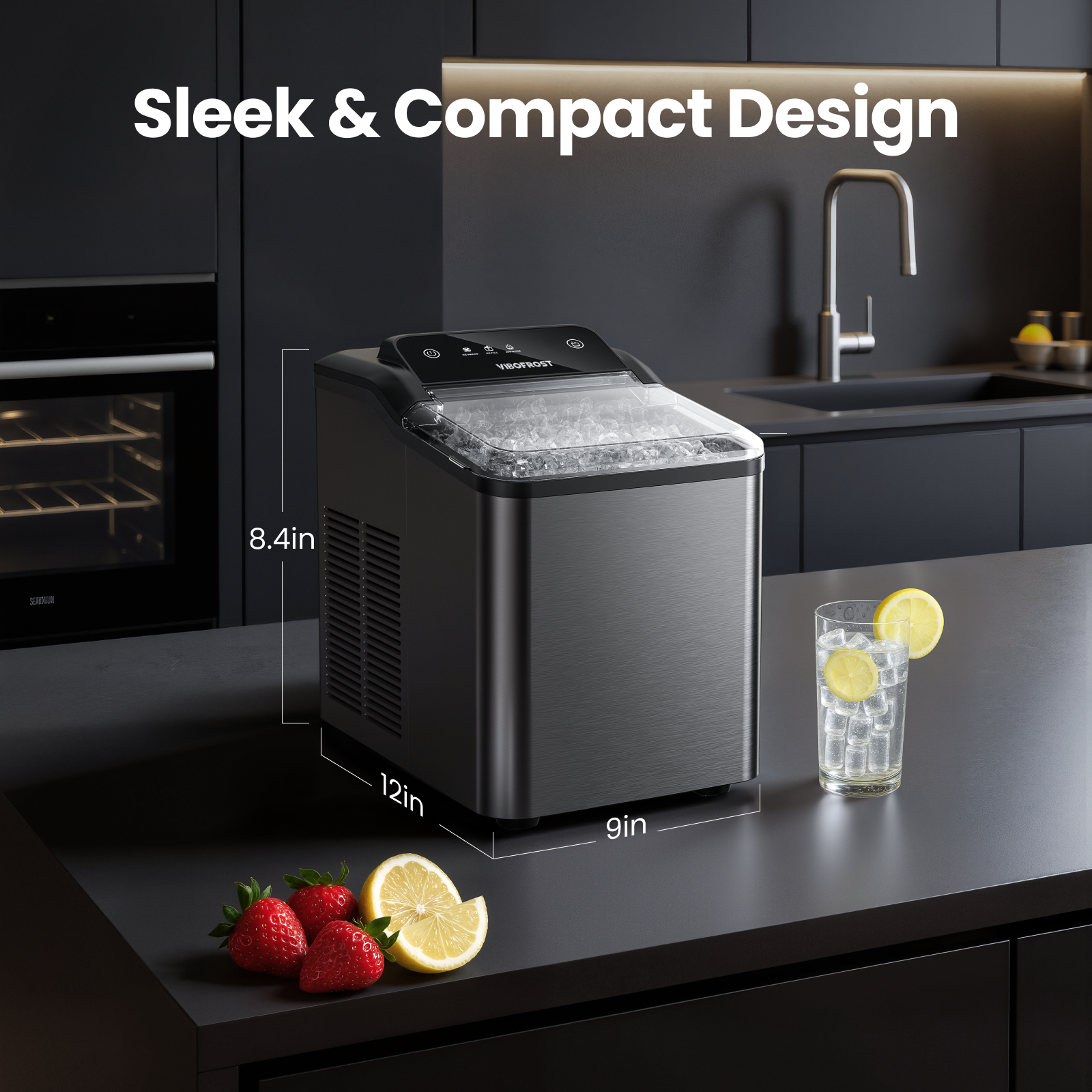 Countertop Chewable Nugget Ice Maker with Self Cleaning