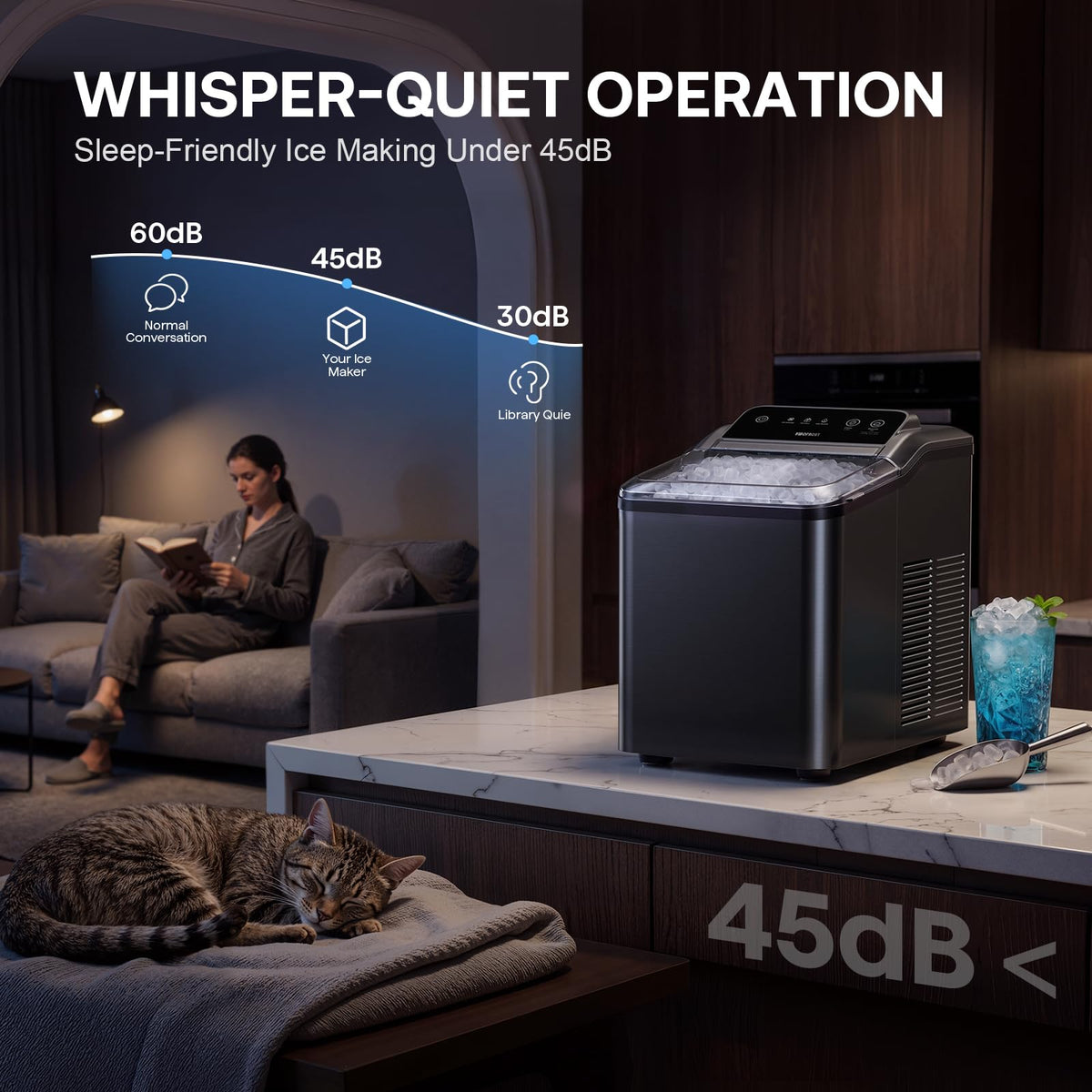 Countertop Chewable Nugget Ice Maker with Self Cleaning